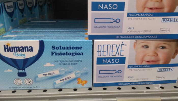 イタリアで子どもによく使用する鼻の洗浄液
